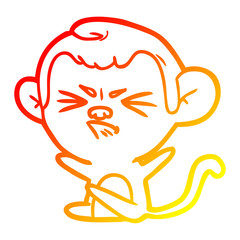 warm gradient line drawing cartoon angry monkey