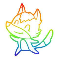 rainbow gradient line drawing friendly cartoon wolf