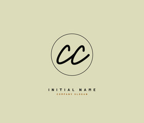 C CC Beauty vector initial logo, handwriting logo of initial signature, wedding, fashion, jewerly, boutique, floral and botanical with creative template for any company or business.