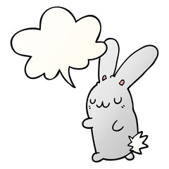 cute cartoon rabbit and speech bubble in smooth gradient style