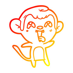 warm gradient line drawing crazy cartoon monkey