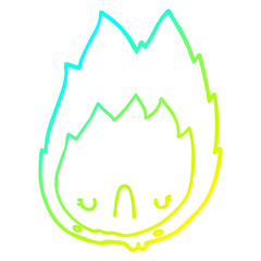 cold gradient line drawing cartoon unhappy flame