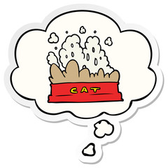 cartoon cat food and thought bubble as a printed sticker