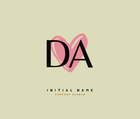 D A DA Beauty vector initial logo, handwriting logo of initial signature, wedding, fashion, jewerly, boutique, floral and botanical with creative template for any company or business.