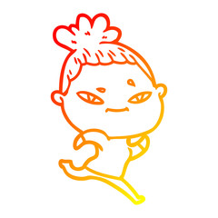 warm gradient line drawing cartoon woman