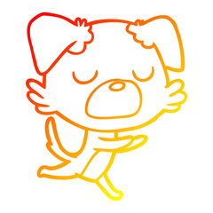 warm gradient line drawing cartoon dog