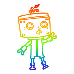 rainbow gradient line drawing cartoon robot