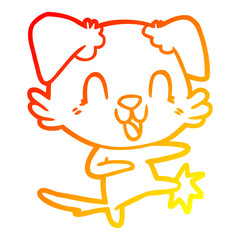 warm gradient line drawing laughing cartoon dog