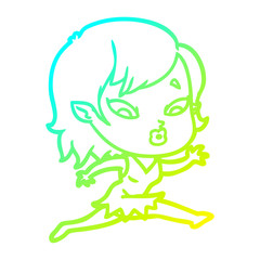 cold gradient line drawing cute cartoon vampire girl