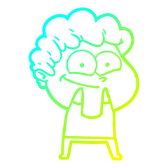 cold gradient line drawing cartoon happy man