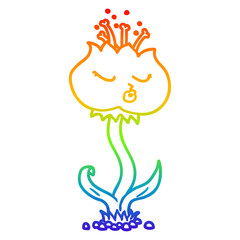 rainbow gradient line drawing cute cartoon flower