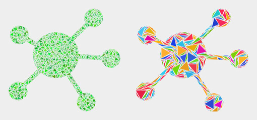 Node links collage icon of triangle elements which have various sizes and shapes and colors. Geometric abstract vector illustration of node links.