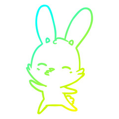 cold gradient line drawing curious waving bunny cartoon