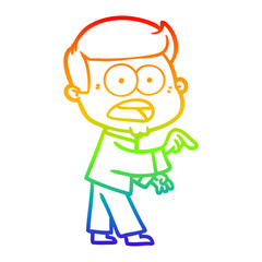 rainbow gradient line drawing cartoon shocked man