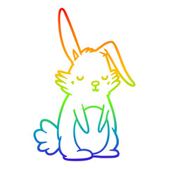 rainbow gradient line drawing cartoon sleepy rabbit