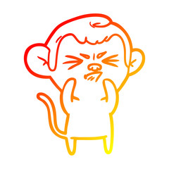 warm gradient line drawing cartoon annoyed monkey