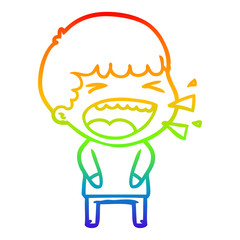rainbow gradient line drawing cartoon laughing man