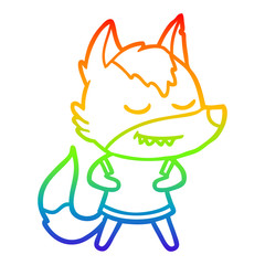 rainbow gradient line drawing friendly cartoon wolf girl