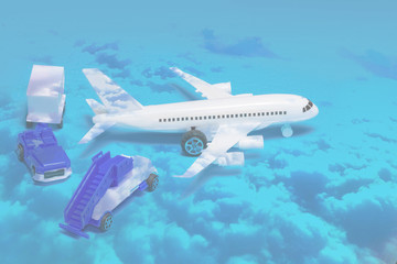 Fototapeta premium White passenger plane in the blue sky.