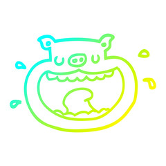 cold gradient line drawing cartoon obnoxious pig
