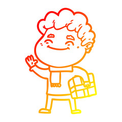 warm gradient line drawing cartoon friendly man