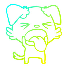 cold gradient line drawing cartoon disgusted dog