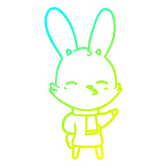cold gradient line drawing curious bunny cartoon