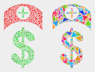 Medicine price mosaic icon of triangle items which have variable sizes and shapes and colors. Geometric abstract vector design concept of medicine price.