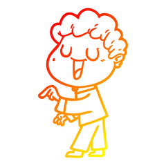 warm gradient line drawing laughing cartoon man