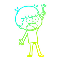cold gradient line drawing cartoon shocked man
