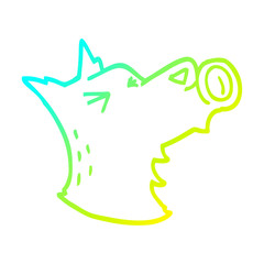 cold gradient line drawing cartoon howling wolf