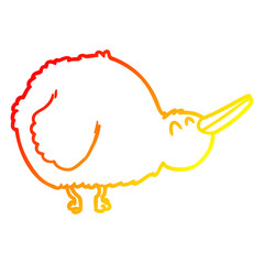 warm gradient line drawing cartoon kiwi bird