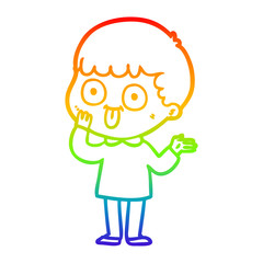 rainbow gradient line drawing cartoon man staring