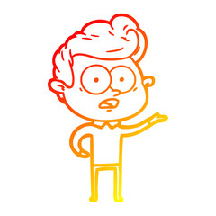 warm gradient line drawing cartoon staring man