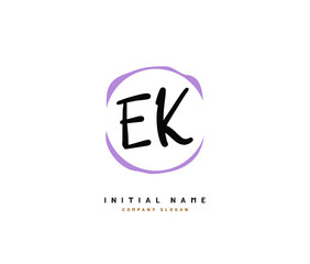 E K EK Beauty vector initial logo, handwriting logo of initial signature, wedding, fashion, jewerly, boutique, floral and botanical with creative template for any company or business.