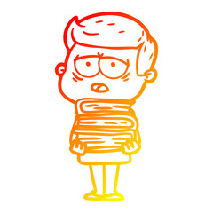 warm gradient line drawing cartoon tired man