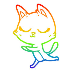 rainbow gradient line drawing calm cartoon cat