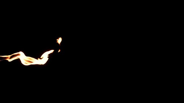 Slow motion flamethrower on black background