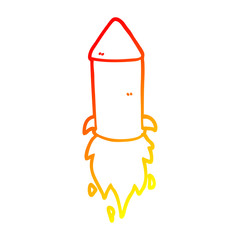warm gradient line drawing cartoon rocket