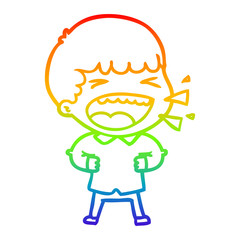 rainbow gradient line drawing cartoon laughing man