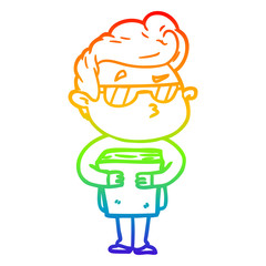 rainbow gradient line drawing cartoon cool guy