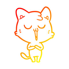 warm gradient line drawing cartoon cat singing