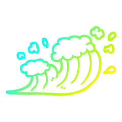 cold gradient line drawing cartoon wave crashing
