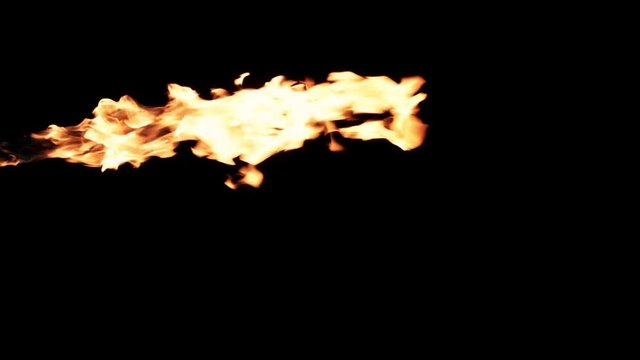 Slow motion flamethrower on black background