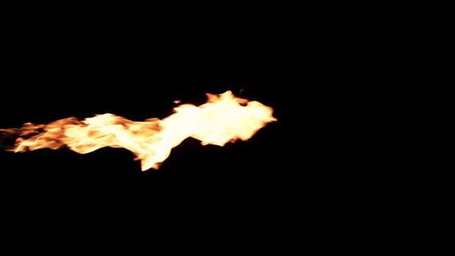 Slow motion flamethrower on black background