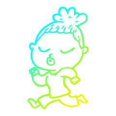 cold gradient line drawing cartoon calm woman