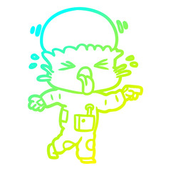 cold gradient line drawing weird cartoon alien pointing