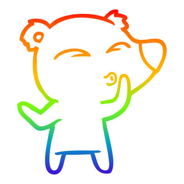 recommend clip art: rainbow gradient line drawing cartoon whistling bear