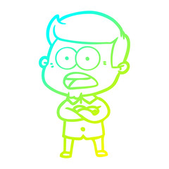 Fototapeta premium cold gradient line drawing cartoon shocked man