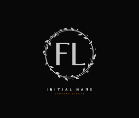 F L FL Beauty vector initial logo, handwriting logo of initial signature, wedding, fashion, jewerly, boutique, floral and botanical with creative template for any company or business.